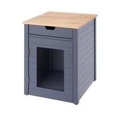a small dog house with a wooden top