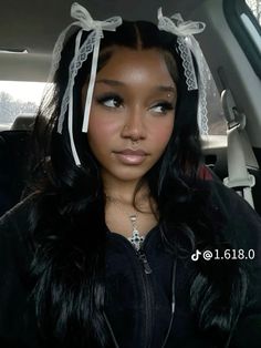 Ribbon Hairstyle, Baddie Hairstyles, Box Braids Hairstyles, Wig Styles, Black Girls Hairstyles, Aesthetic Hair, Black Women Hairstyles