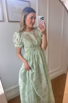 Balmy Sage Midi Dress – LLACIE Floral Sage Dress, Floral Modest Dresses, Christian Woman Outfits, Sage Midi Dress, Whimsical Outfit, Sleeves With Lace, Modest Midi Dress, Church Fits, Floral Bridesmaid Dresses