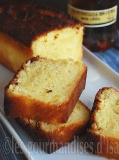 slices of pound cake on a white plate
