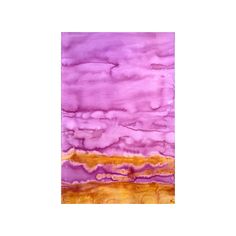 an abstract painting in purple and gold with watercolors on the bottom half of it
