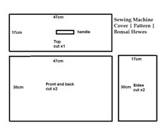 the size and width of sewing machine covers with measurements for each side, from top to bottom