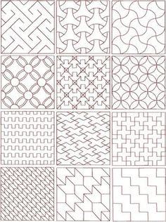 the different patterns used in quilting are shown here, and there is no image to describe