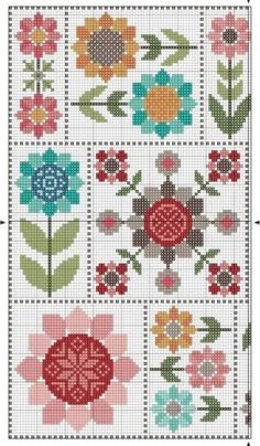 a cross stitch pattern with flowers on it