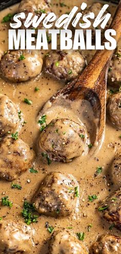 A close up view of swedish meatballs in a flavorful gravy. Swedish Meatball Gravy Recipe, Meatballs Ground Beef, Ground Pork And Beef, Best Swedish Meatballs, German Meatballs, Meatballs With Gravy, American Meals, Swedish Meatball Recipe, Meatballs Sauce