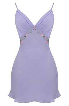 HOUSE OF CB Christa Embroidered A-Line Minidress | Nordstrom Mini Dresses, Lavender Mini Dress, Pastel Dresses, Embroidered Lavender, House Of Cb, Hoco Dresses, Fancy Dresses, Embroidered Flowers, Dream Dress