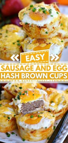 sausage and egg hash browns cups on a plate