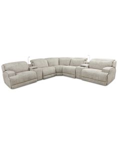 a large sectional couch with two reclinings on the back and one end facing away from
