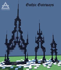 an image of some very nice looking structures in minecraft with the title gothic gateways