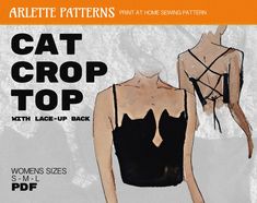 an advertisement for a women's bra - up sewing pattern, with the words cat crop top on it