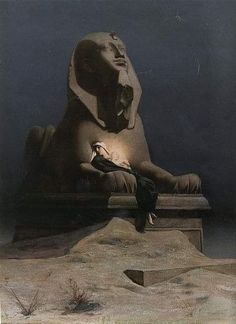 an image of a person sitting in front of a large sphinx statue with his eyes closed
