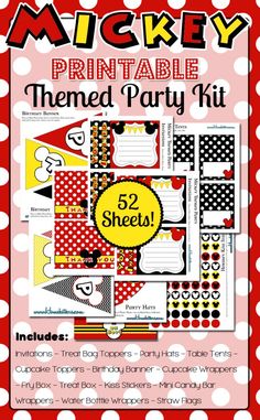 mickey printable themed party kit