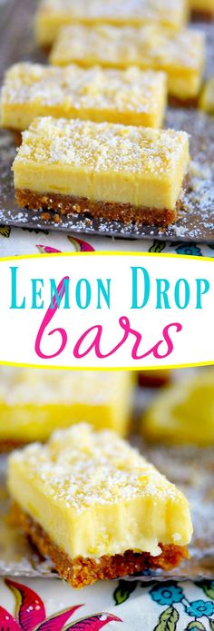 lemon drop bars on a plate with the title above it