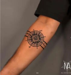 Compass Armband Tattoo Compass Tattoo Cover Up, Forearm Band Tattoo Men, Compass Tattoo Leg, Compass Arm Band Tattoo, Men Armband Tattoo, Arm Band Tattoo Men, Wrap Around Arm Tattoos For Men, Stormlight Tattoo, Moral Compass Tattoo