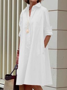 Silhouette Shirt, Online Dresses, Casual Chique, Dress Sleeve Length, Collared Shirt Dress, Casual Long Sleeve Shirts, Buy Dresses, Simple Dress, Long Shirt Dress