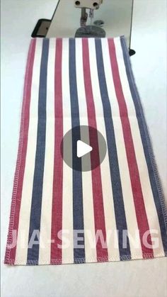 a video demonstrating how to sew on an american flag table runner with the sewing machine