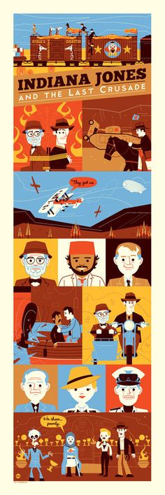 the indiana jones movie poster is shown in different colors and sizes, including oranges, blue