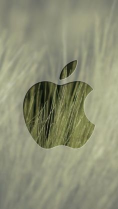 an apple logo is seen through the grass