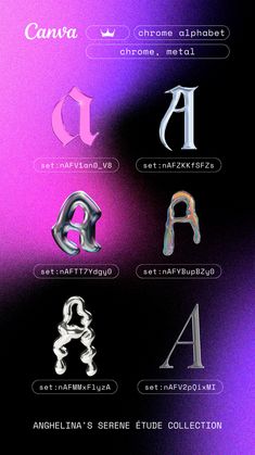 Canva Elements Keyword for Pro Chrome Alphabet Letters