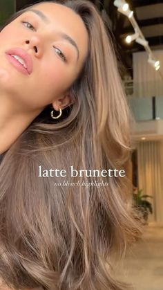 Dark Brown Hair With Highlights Caramel Honey Summer, Caramel Brunette Hair Balayage, Light Brown Without Bleach, Latte Brunette No Bleach, True Brunette Hair Color, Brunette Latte Hair, Latte Brunette Hair Color, Hair Color Ideas For Brunettes Summer, Light Brown Hair No Bleach