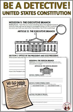 a poster with an image of the white house and a magnifying glass on it