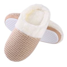 Women's Knitted House Slippers Memory Foam Fluffy Soft Slippers, Slip on Breathable Winter Warm Shoes for WomenThe breathable cotton upper and ultra cozy faux fur lining will gently care for your tired feet and the high quality insole offer them a extremely soft padding for completely relaxed, reduces muscle fatigue, relieves pain and pressure after a long day hard work.Feature:Antiskid rubber sole provide a good protection.Knitted cotton material extremely comfortable and soft.Casual and warm s Foam House, Fluffy Comforter, Collar For Women, European Shoes, Rubber Texture, Plush Slippers, Clog Shoes, Winter Slippers, Comfortable Slippers