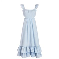 Likely Katrine Dress - Size 12 Light Blue “Blue Bell” Color Midi Dress With Side Cut Outs And Ruffle Detail Black Strapless Midi Dress, Black Tiered Dress, Midi Gowns, High Low Midi Dress, Draped Midi Dresses, One Shoulder Midi Dress, Pink Cocktail Dress, Blue Bell, Chiffon Midi Dress