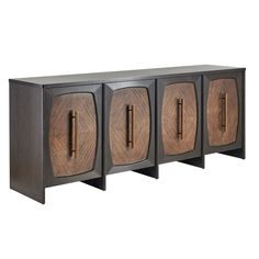 the sideboard is made out of wood and has three doors on each side, one with
