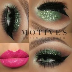 Green Glitter Eyeshadow, Sassy Makeup, Peacock Eye Makeup, Green Shadow, Blending Eyeshadow, Glitter Face, Beautiful Eye Makeup, Green Eyeshadow, Bold Makeup