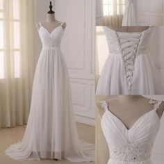 wedding dress on mannequins in front and back view, with white background