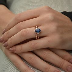 Blue Sapphire Vintage engagement Ring in hand Sapphire Engagement Ring Gold, Halo Engagement Ring Vintage, Blue Sapphire Wedding Band, Sapphire Engagement Ring Halo, Rose Gold Halo Engagement Ring, Oval Halo Engagement Ring, Vintage Inspired Engagement Rings, Blue Engagement Ring, Engagement Rings Vintage Halo