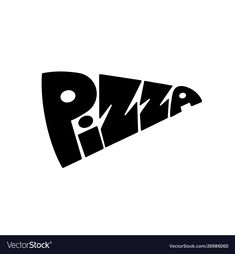 the word pizza written in black and white