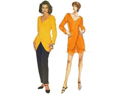 two women in orange and black outfits, one wearing an orange blazer with pockets