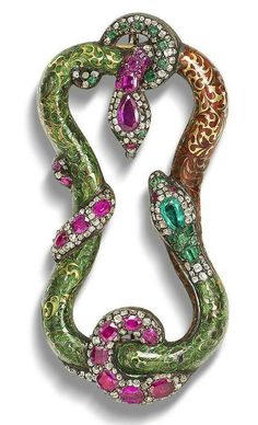Snake Fashion, Bijoux Art Nouveau, Emerald Eyes, Diamond Head, Snake Jewelry, Ruby Emerald, Art Nouveau Jewelry, Schmuck Design, Green Enamel