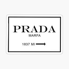 the prada marfa label sticker is shown in black on a white background