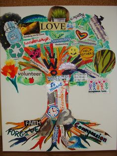 Art Therapy Tree, Group Arts And Crafts Ideas, Art For Healing Ideas, Group Painting Project, Art Therapy Collage Ideas, Easy Group Art Projects, Community Painting Ideas, Narrative Therapy Tree Of Life, My Community And Me Art