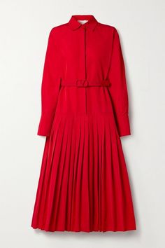 Valentino Garavani Haute Couture, Date Night Outfit Curvy, Rockstud Flats, Pleated Shirt Dress, Valentino Clothing, Valentino Dress, Collared Dress, Professional Wear, Pleated Shirt