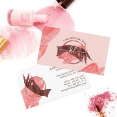 Blush Pink Nails, Monogram Business, Glitter Manicure, White Business Card, Glamour Nails, Pink Nail Polish, Glam Nails, Nail Art Manicure