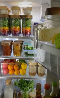 an open refrigerator filled with lots of food