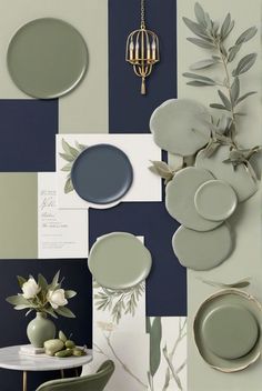 Sage Green And Navy Wallpaper, Sage Green Bathroom Color Schemes, Gray Navy Sage Bedroom, Sage Colour Living Room, Navy And Green Laundry Room, Navy And Green Color Scheme, Sage Navy And Cream Bedroom, Good Color Schemes For Bedrooms, Olive Green And Navy Blue Kitchen