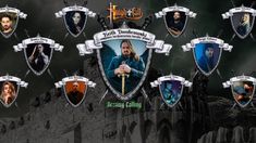 an image of the hogwarts crest with many different characters and names on it