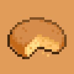 an image of a piece of bread pixelated in the style of 8 bit video game