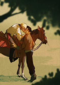 two people riding on the back of a horse