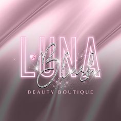 the name lunaa is written in pink and silver with sparkles on it's sides