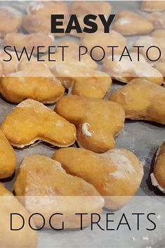 sweet potato dog treats with text overlay that says easy sweet potato dog treats