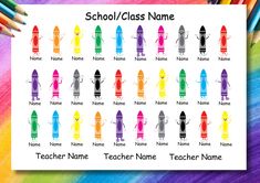 school class name poster with colorful crayons