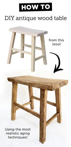 how to build an antique wood table from this stool with instructions on how to make it