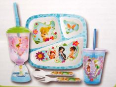 Tinkerbell+Fairies 5pc Mealtime Dinnerware Set,Plate,Bowl,Fork&Spoon,Sip Bottle Kid Dinner, Kids Plates Set, Tumbler Bottle, Stitch Toy, Tinkerbell Fairies, Disney Tinkerbell, Plates And Bowls Set, Kids Plates, Fork And Spoon