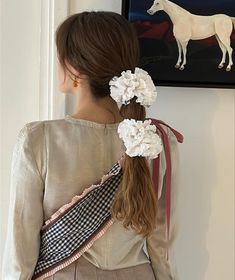 Good Squish Scrunchie, Huge Scrunchies, Spring Hair Accessories, Scrunched Hair, Hair Accesories, Fashion Mood Board, Spring Hairstyles, Long Wavy Hair, Half Up Half Down Hair