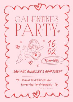 valentine's party flyer with an angel on it